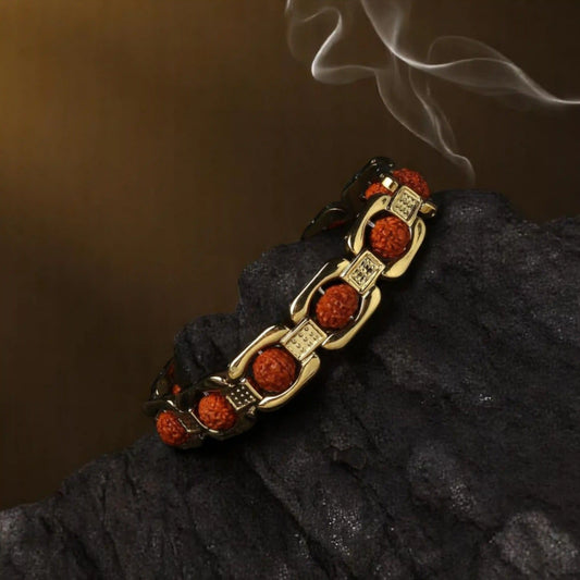 Gold Plated Modern Rudraksha Bracelet