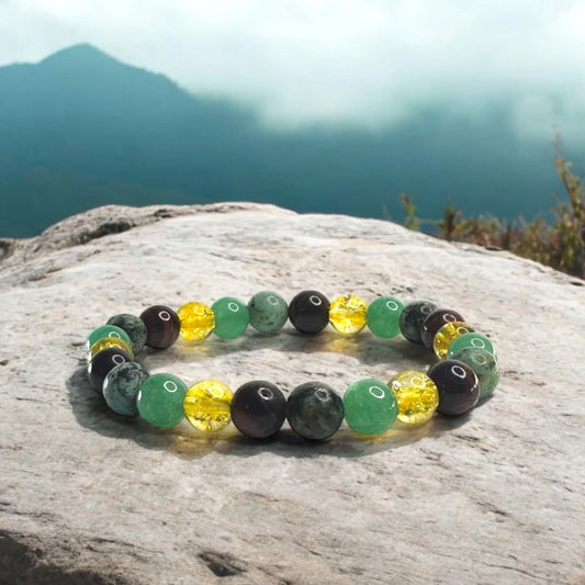 Green Aventurine, Citrine, Red Tiger Eye, African Turquoise Bracelet
