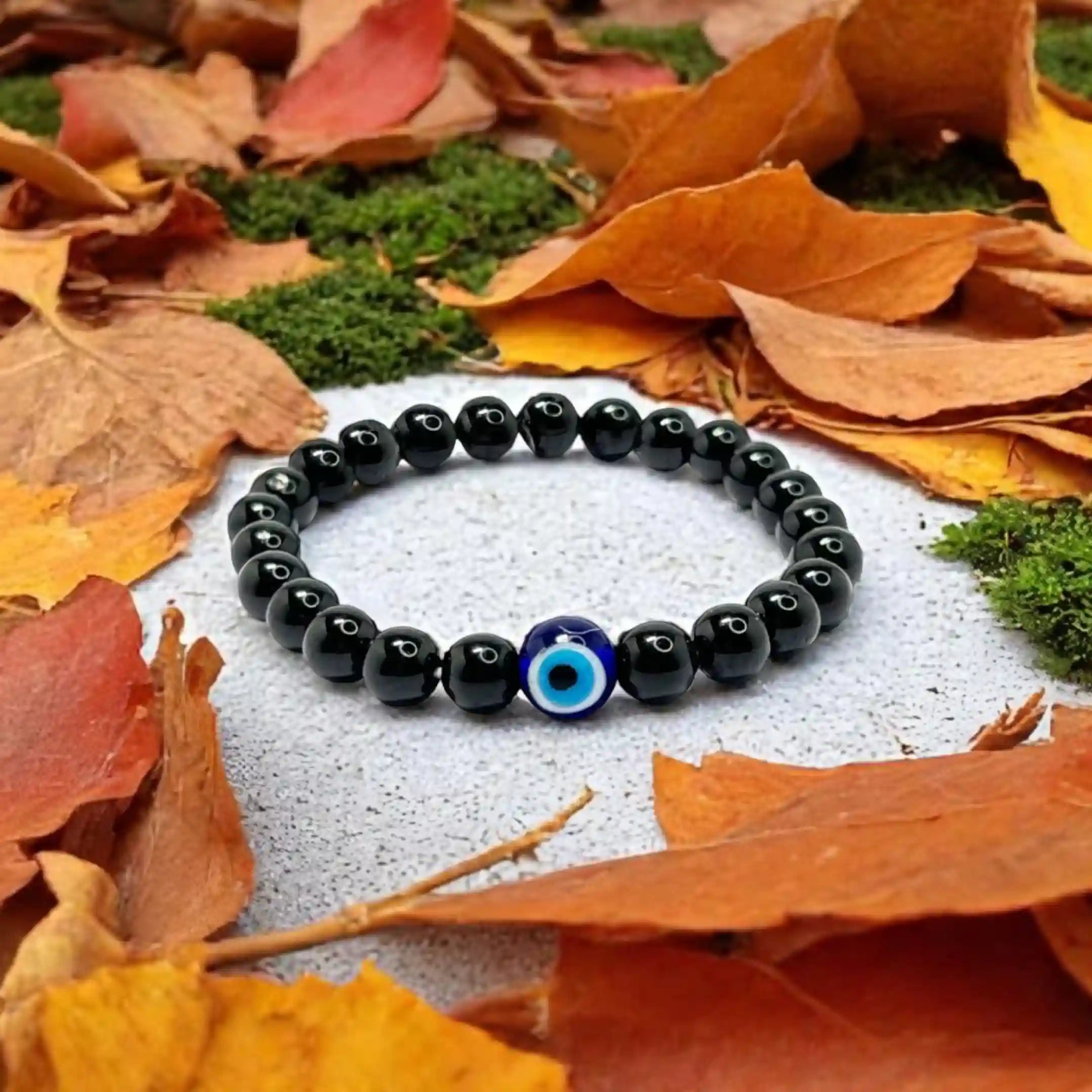 Black Evil Eye Bracelet - Black Tourmaline