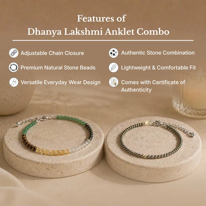 Dhanya Lakshmi Anklet Combo - Pyrite & Dhanyog Anklet