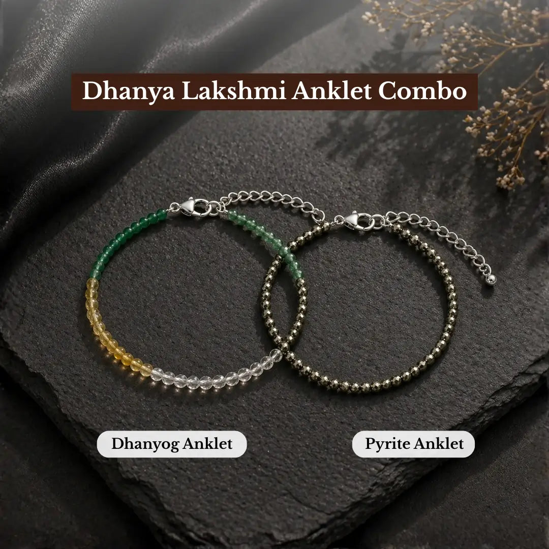 Dhanya Lakshmi Anklet Combo - Pyrite & Dhanyog Anklet