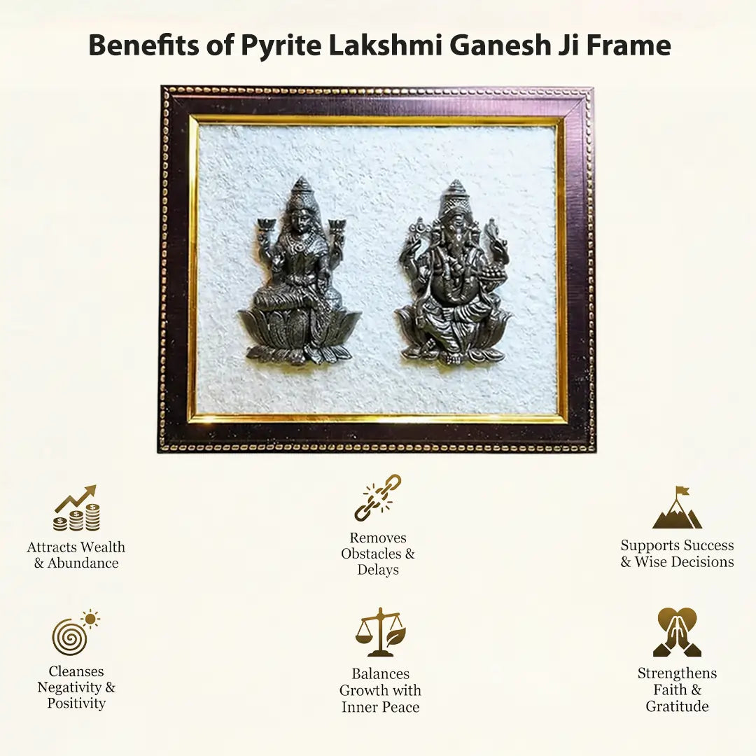 Pyrite Lakshmi Ganesh Ji On Selenite Frame