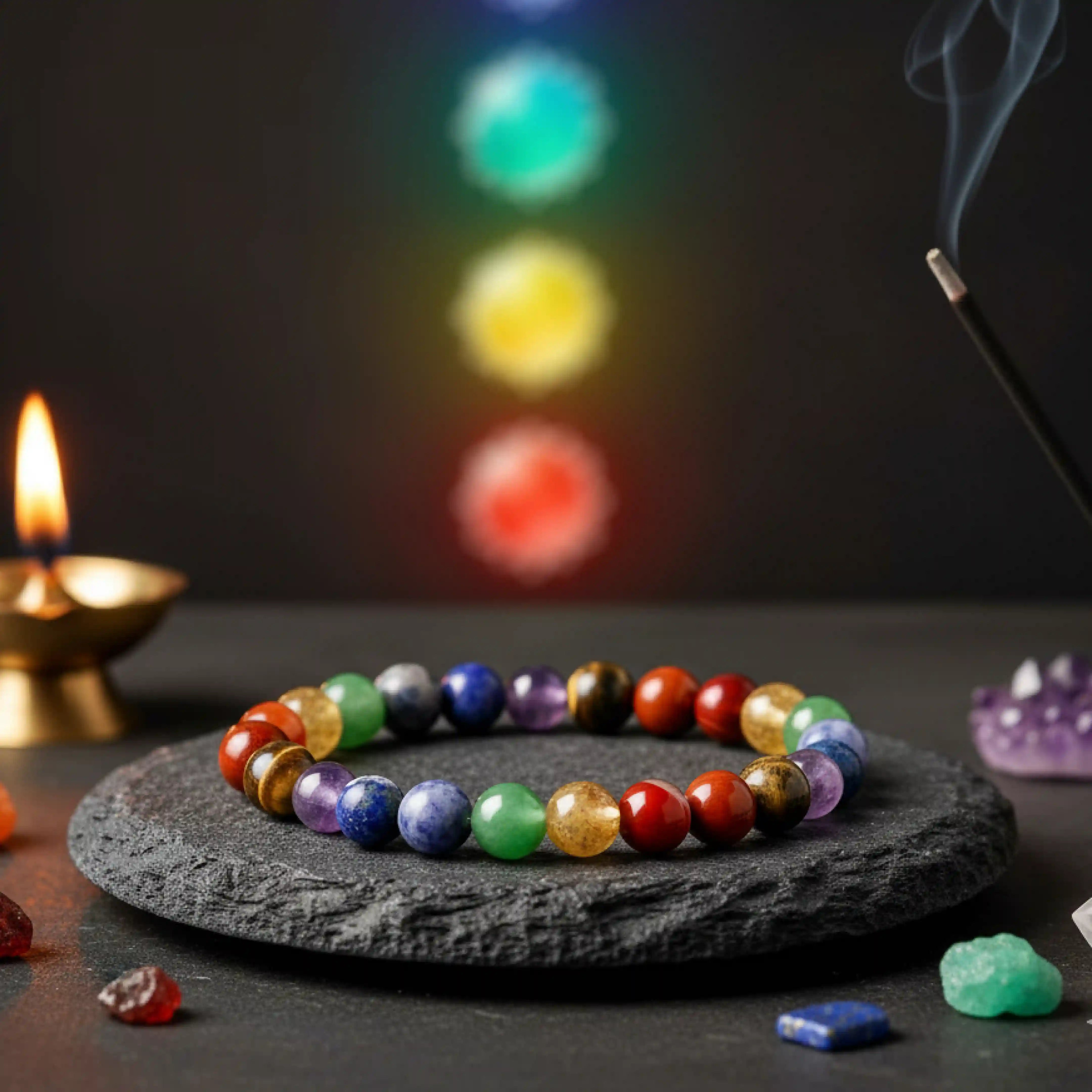 7 Chakra Bracelet - Amethyst, Lapis Lazuli, Sodalite, Green Aventurine, Citrine, Carnelian, Red Jasper, Tiger Eye