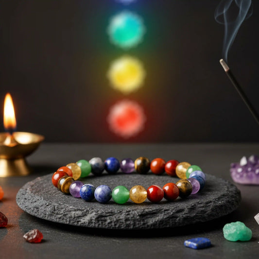 7 Chakra Bracelet - Amethyst, Lapis Lazuli, Sodalite, Green Aventurine, Citrine, Carnelian, Red Jasper, Tiger Eye