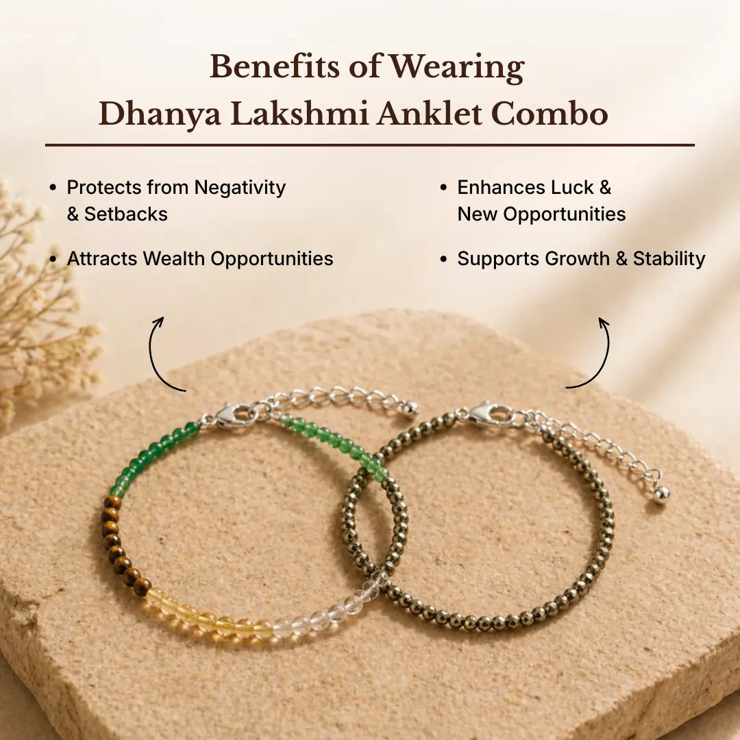 Dhanya Lakshmi Anklet Combo - Pyrite & Dhanyog Anklet