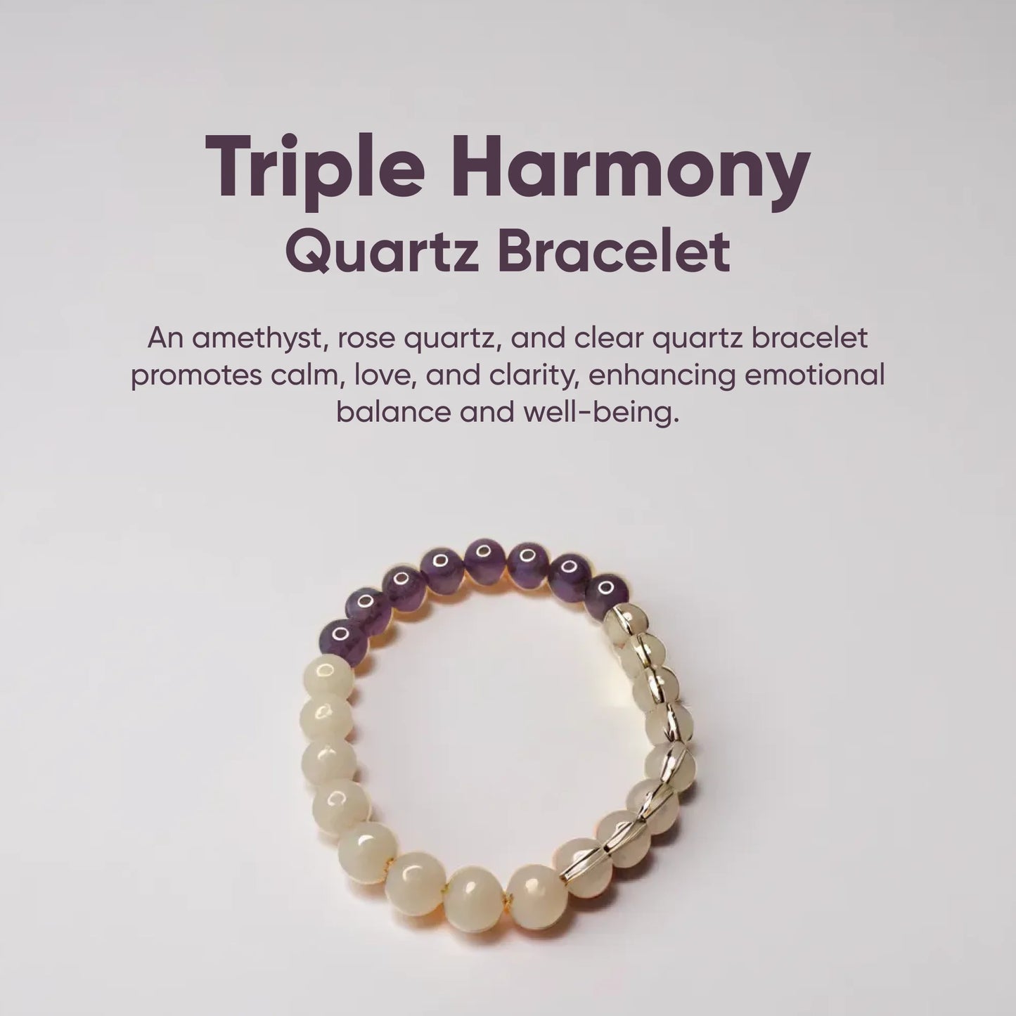 Amethyst, Clear Quartz & Rose Quartz Bracelet (Triple Harmony Bracelet) Astromudra