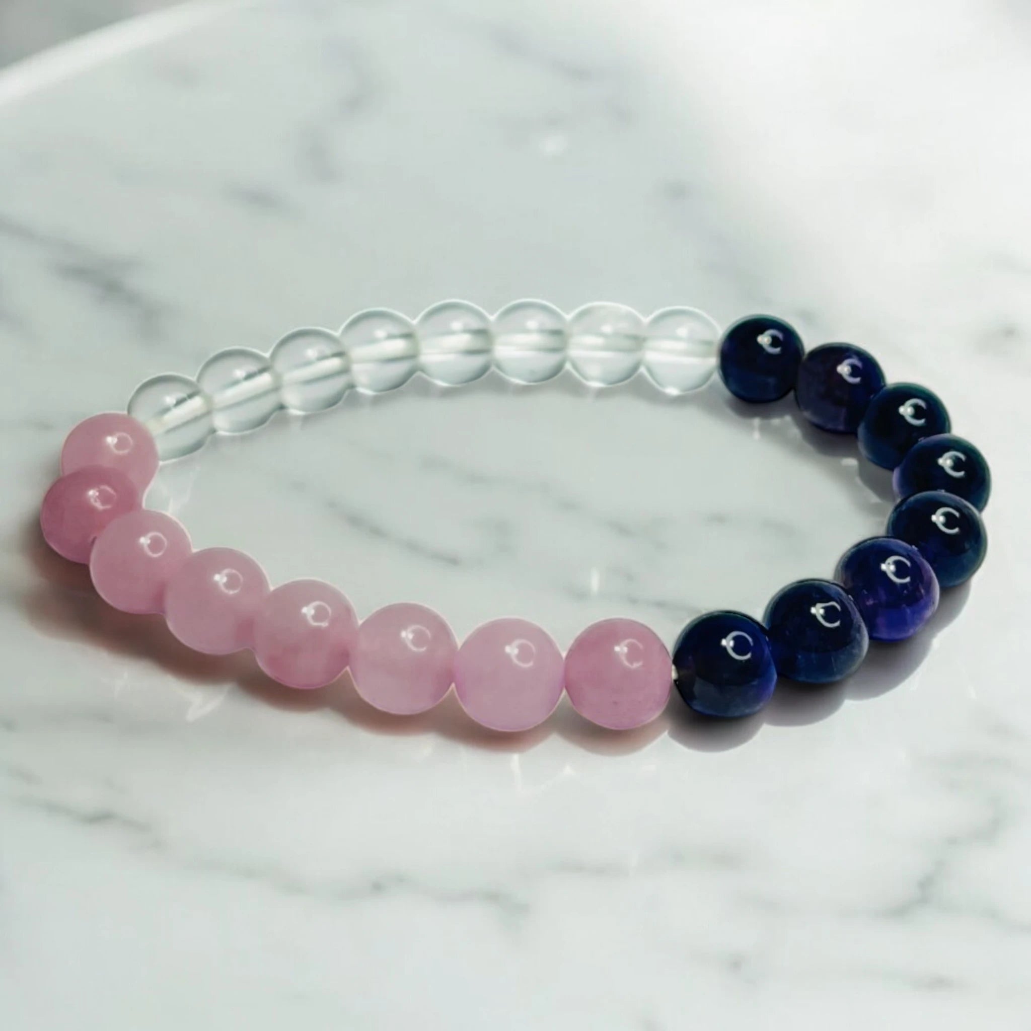 Amethyst, Clear Quartz & Rose Quartz Bracelet (Triple Harmony Bracelet)