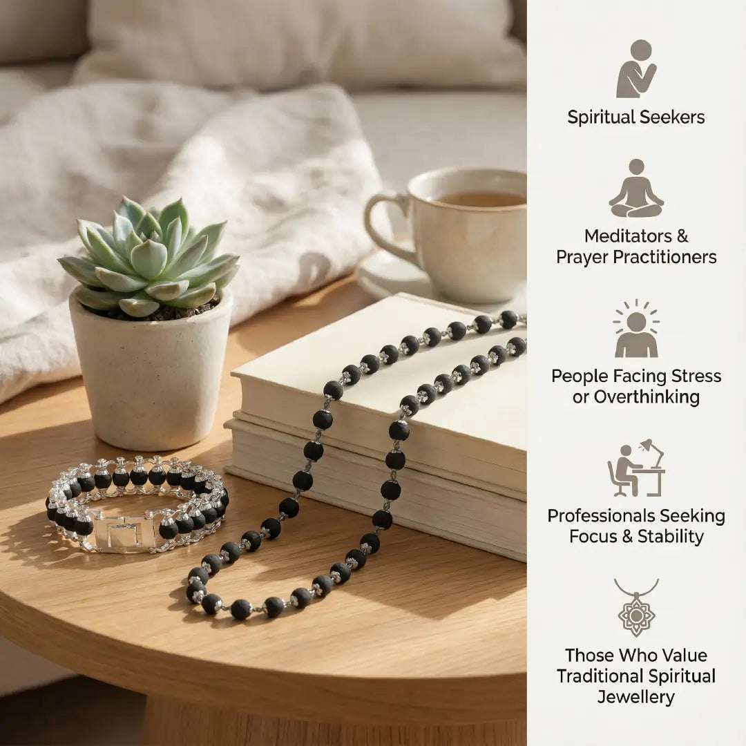 Karungali Silver Capped Combo - Karungali Mala + Bracelet