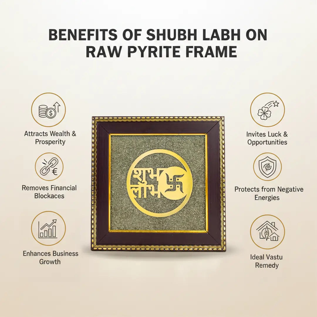 Shubh Labh On Raw Pyrite Frame