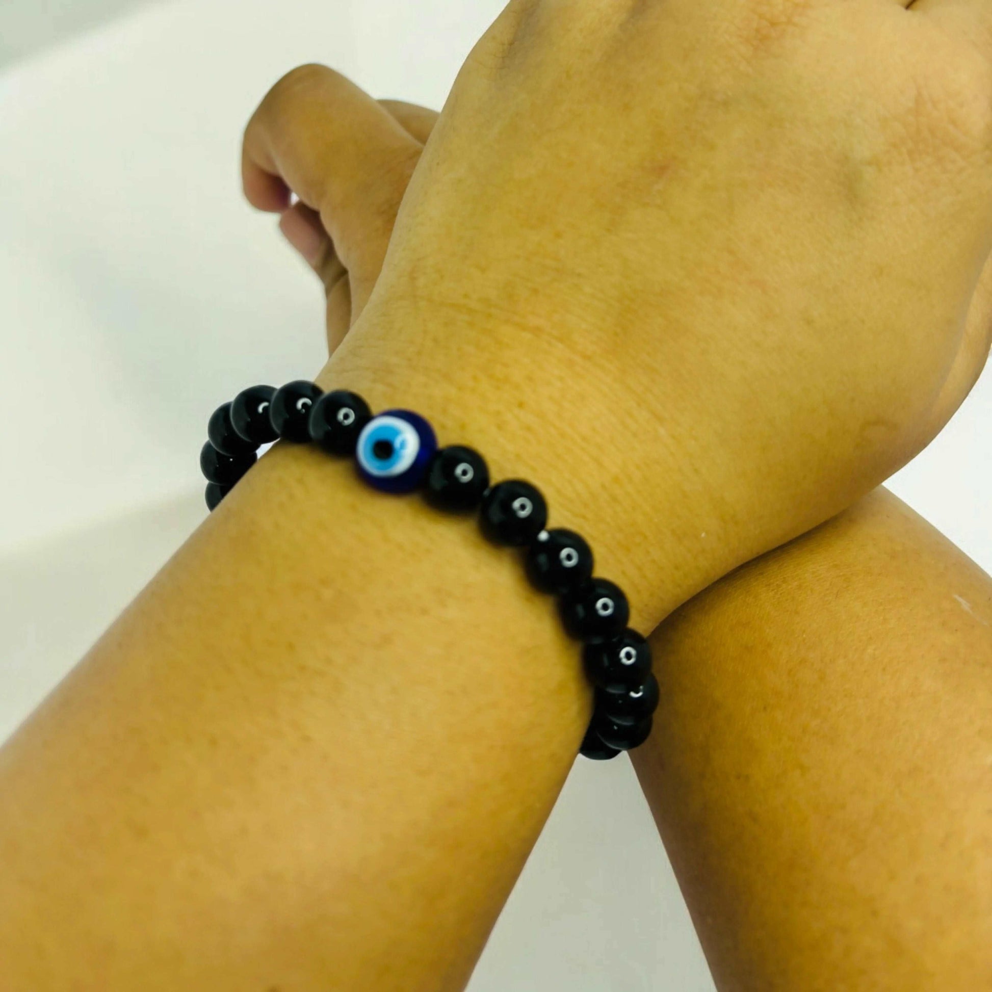 Black Tourmaline & Evil Eye Bracelet