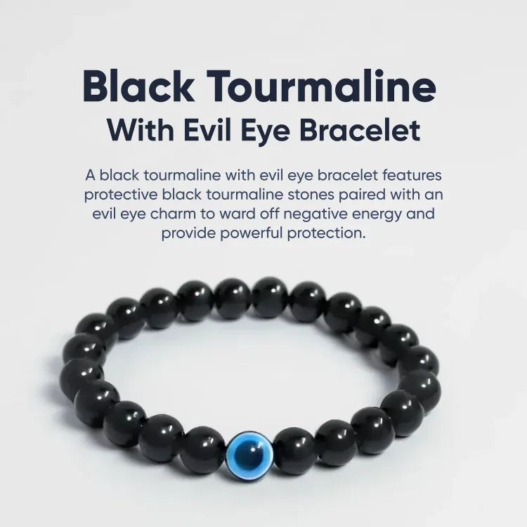 Black Tourmaline & Evil Eye Bracelet Astromudra