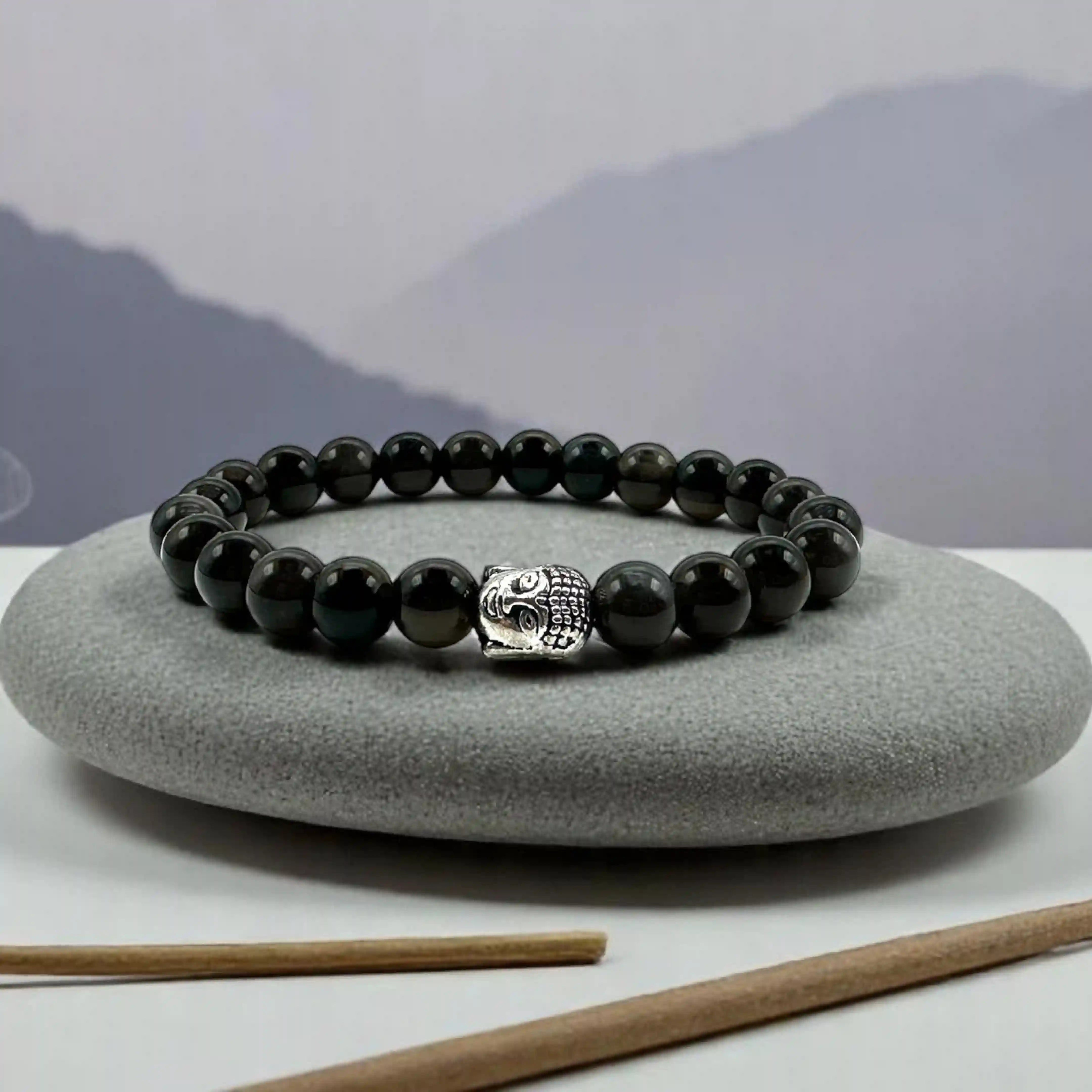 Black Tourmaline Bracelet with Buddha Charm
