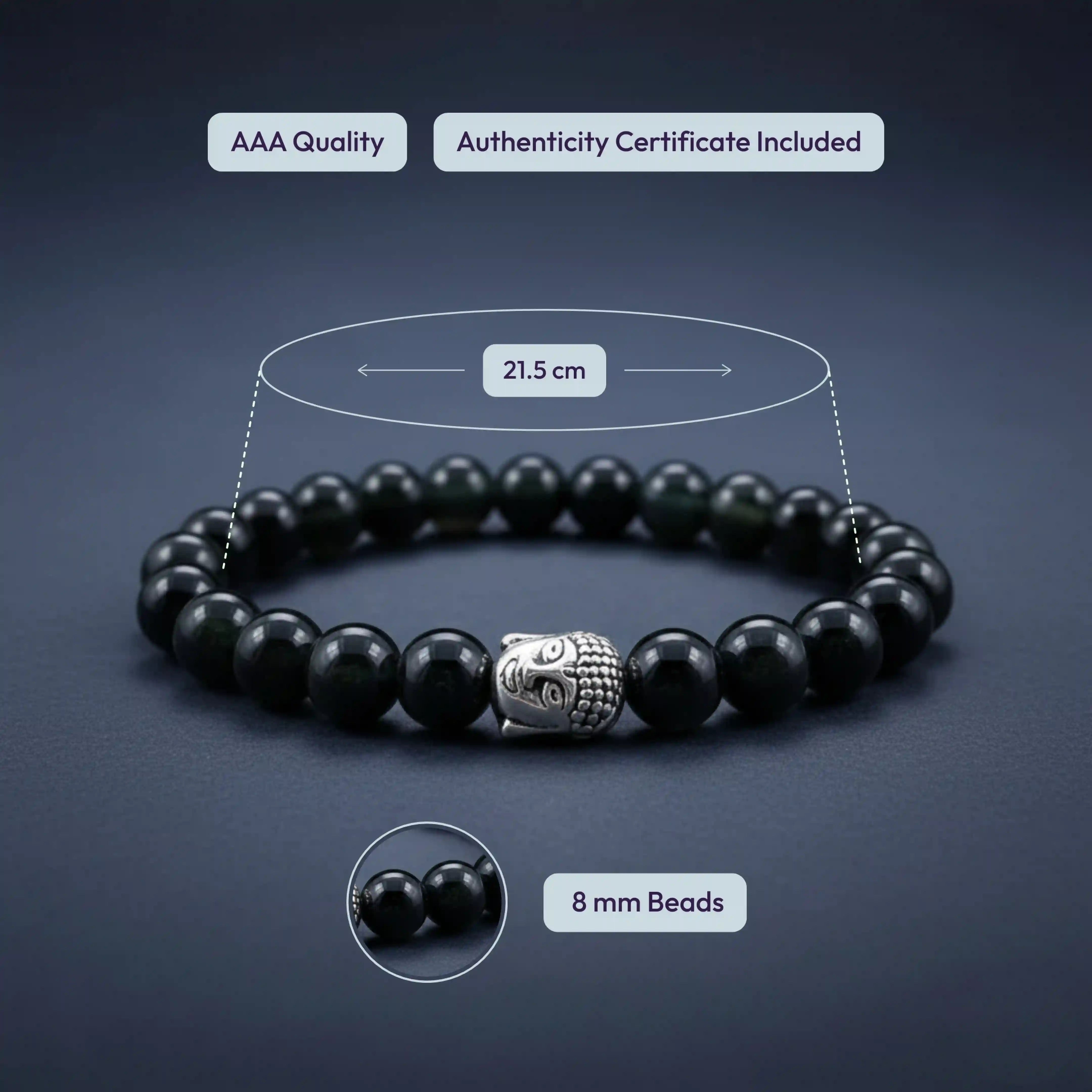 Black Tourmaline Bracelet with Buddha Charm