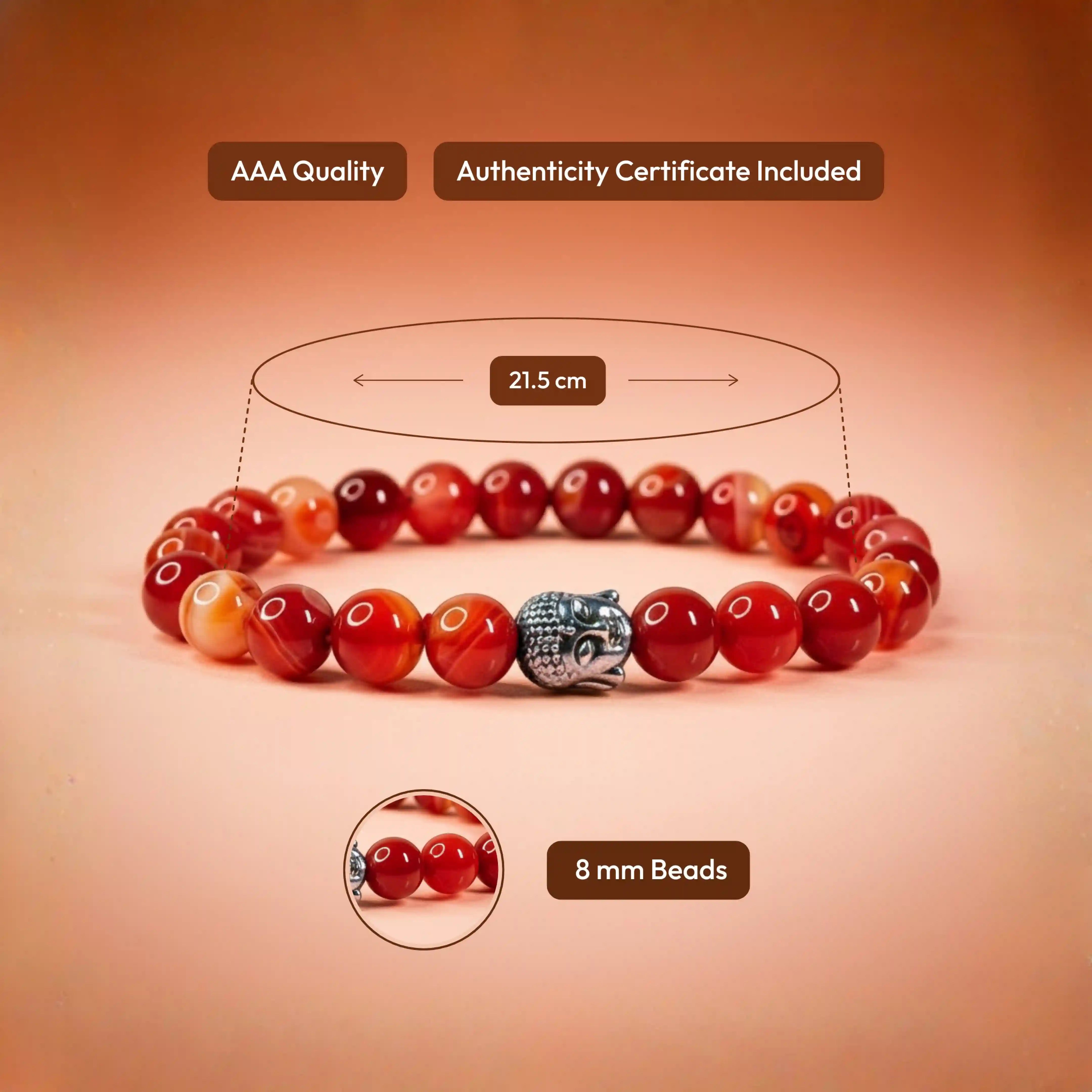 Carnelian Bracelet with Buddha Charm