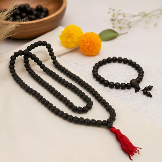 Karungali Premium Sadhana Combo - 108 Beads Karungali Mala + Karungali Bracelet