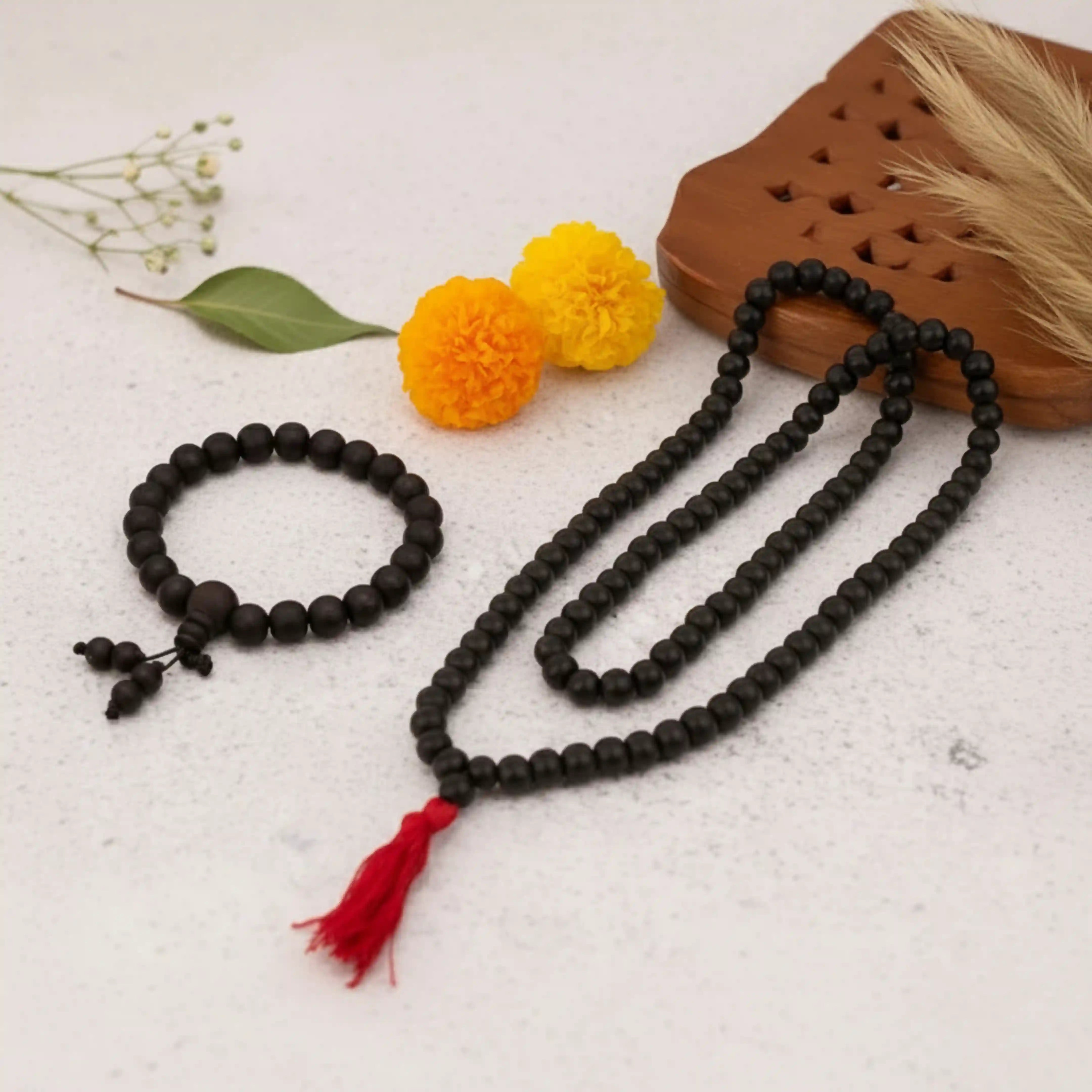 Karungali Premium Sadhana Combo - 108 Beads Karungali Mala + Karungali Bracelet