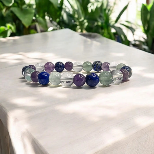 Bracelet for Students - Fluorite, Sodalite, Amethyst & Clear Quartz