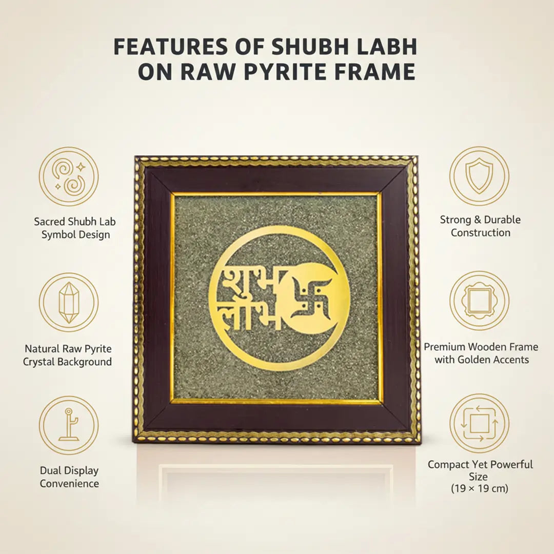 Shubh Labh On Raw Pyrite Frame