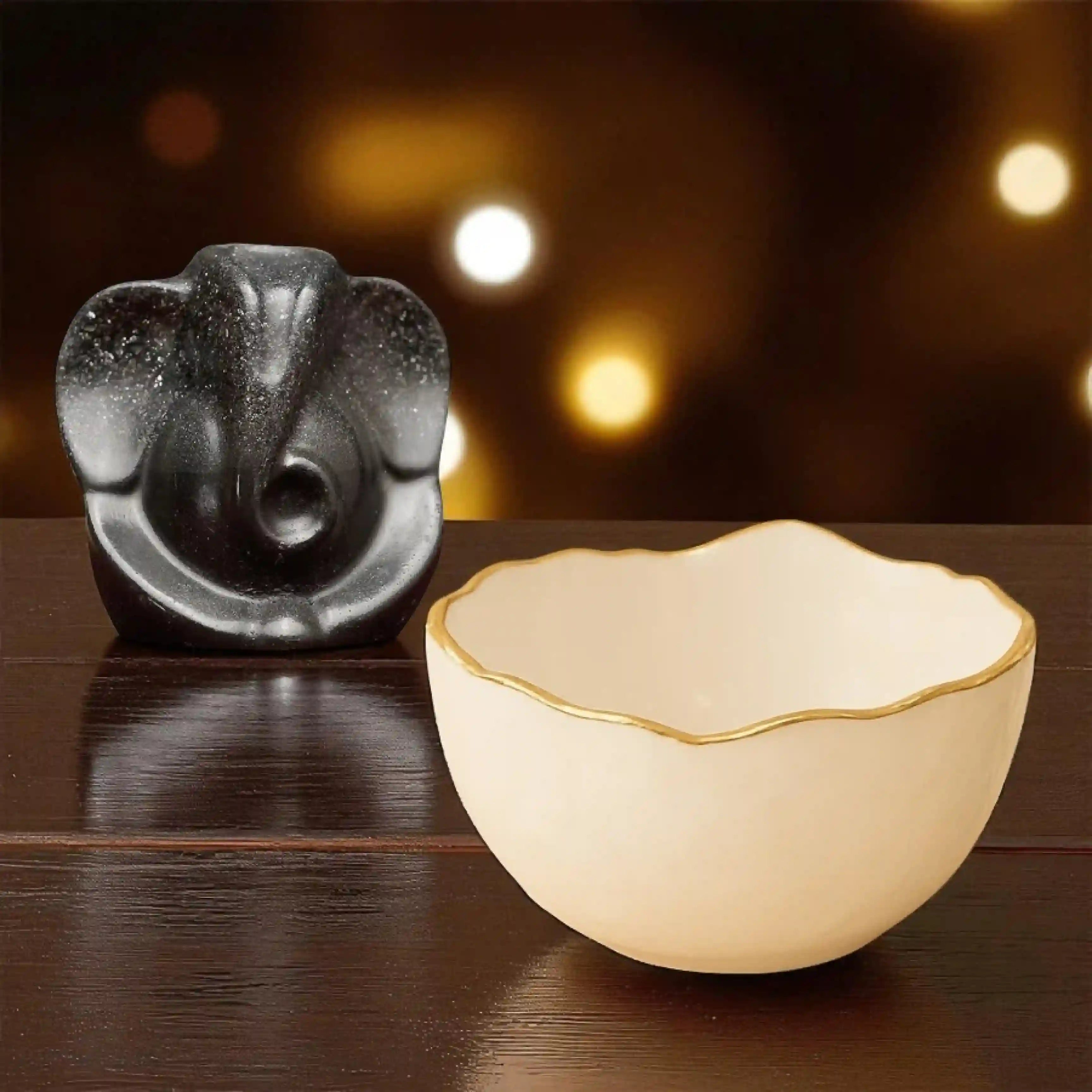 Money Bowl With Pyrite Ganesh Murti