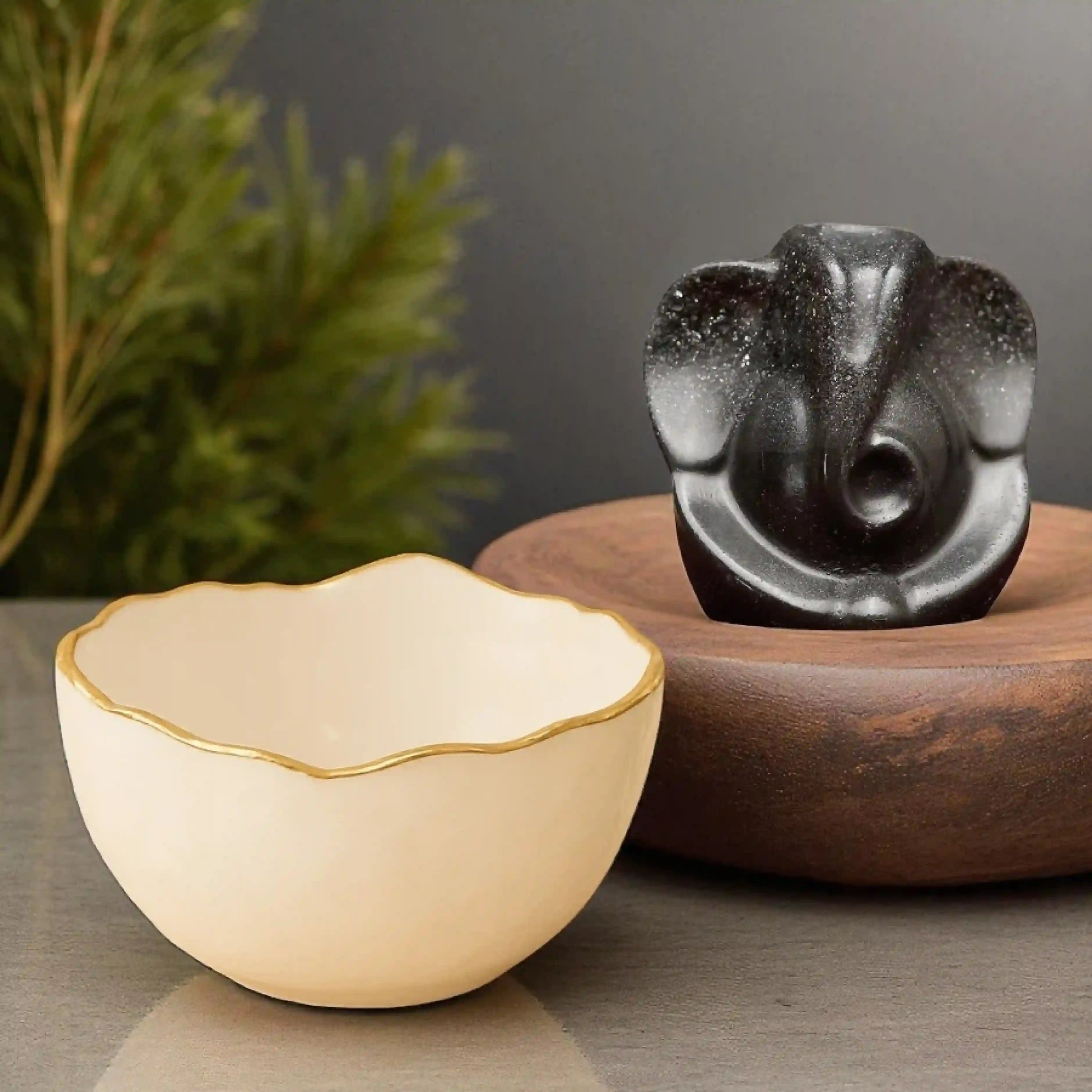 Money Bowl With Pyrite Ganesh Murti