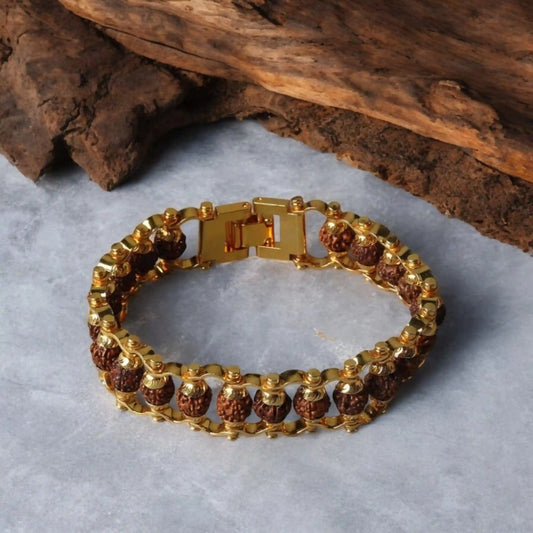 Gold Plated Rudraksha Bracelet