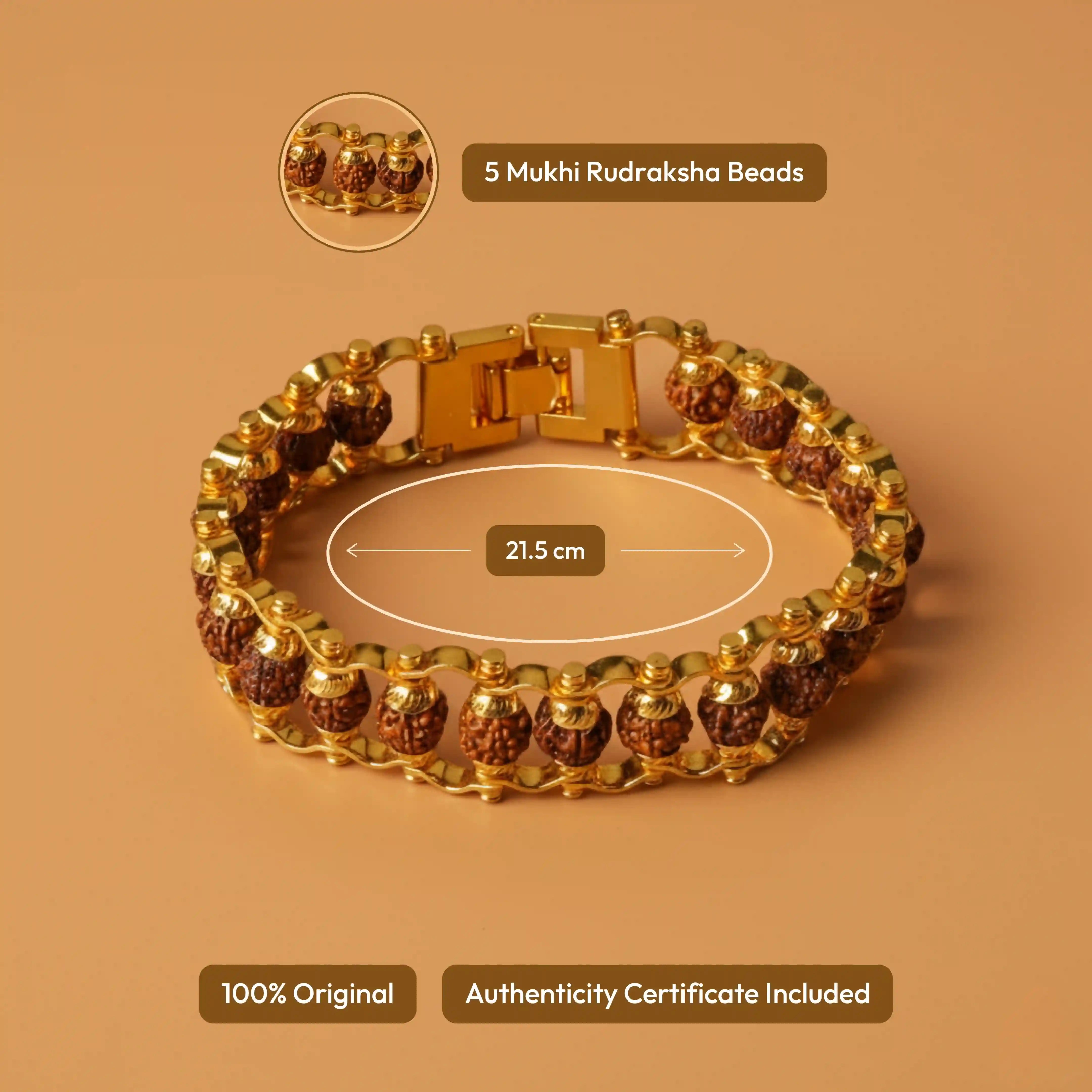 Gold Plated Rudraksha Bracelet