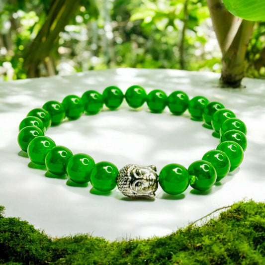 Green Jade & Buddha Charm Bracelet