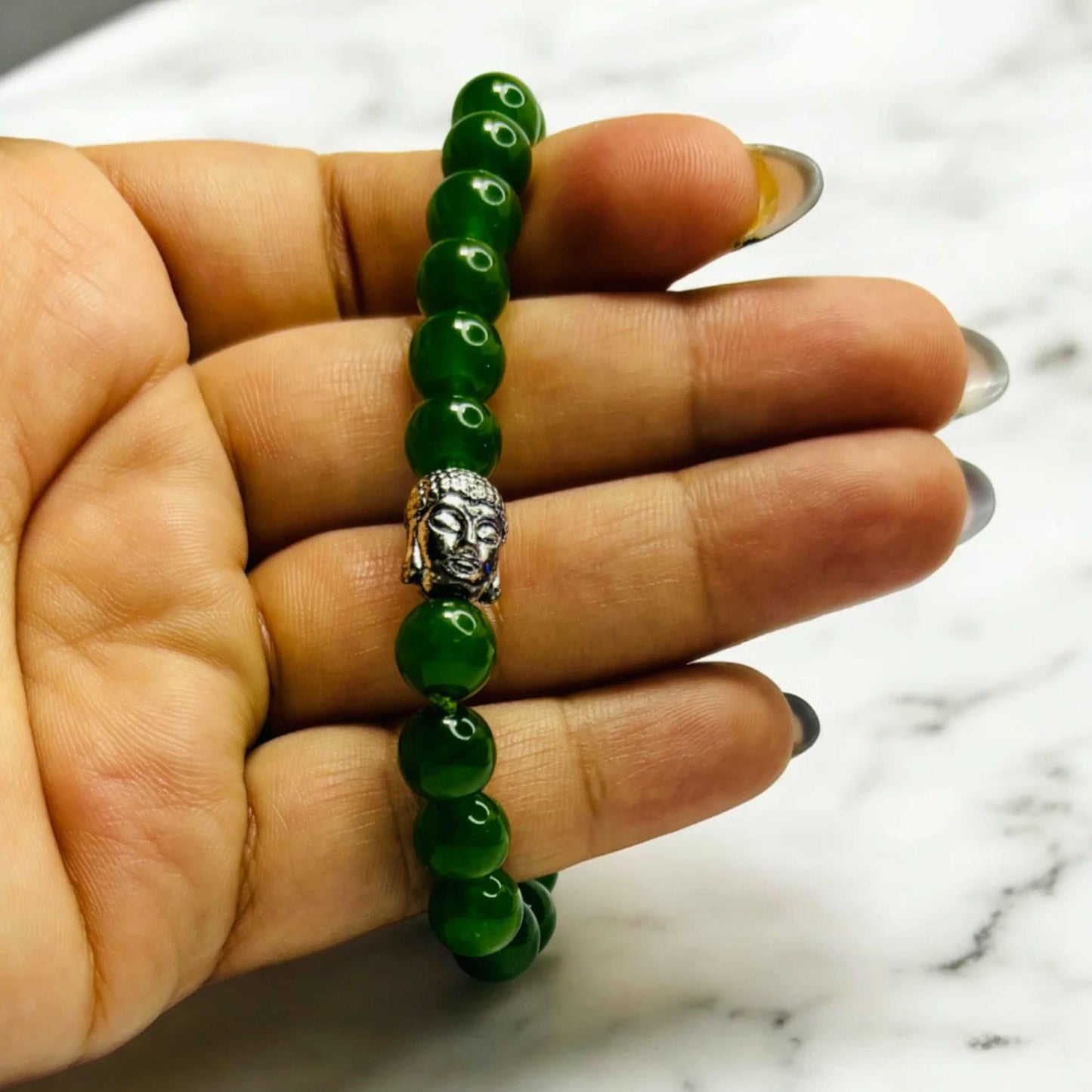 Green Jade & Buddha Charm Bracelet