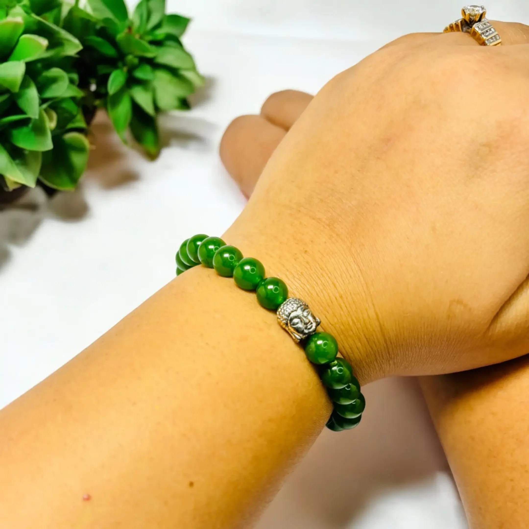 Green Jade & Buddha Charm Bracelet