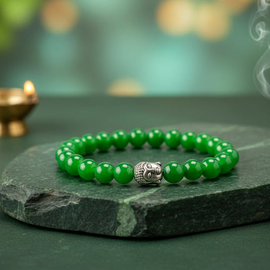 Green Jade & Buddha Charm Bracelet