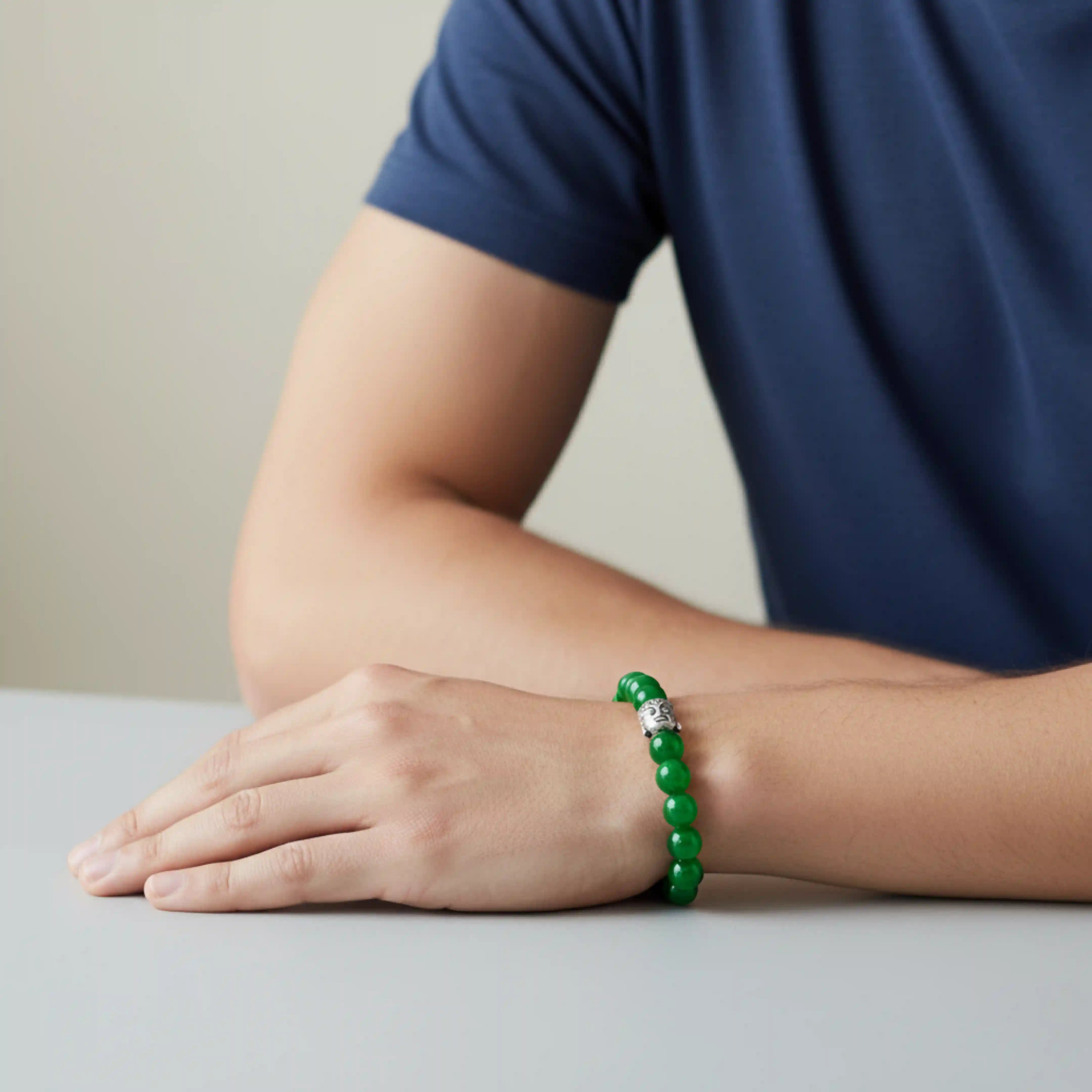 Green Jade & Buddha Charm Bracelet
