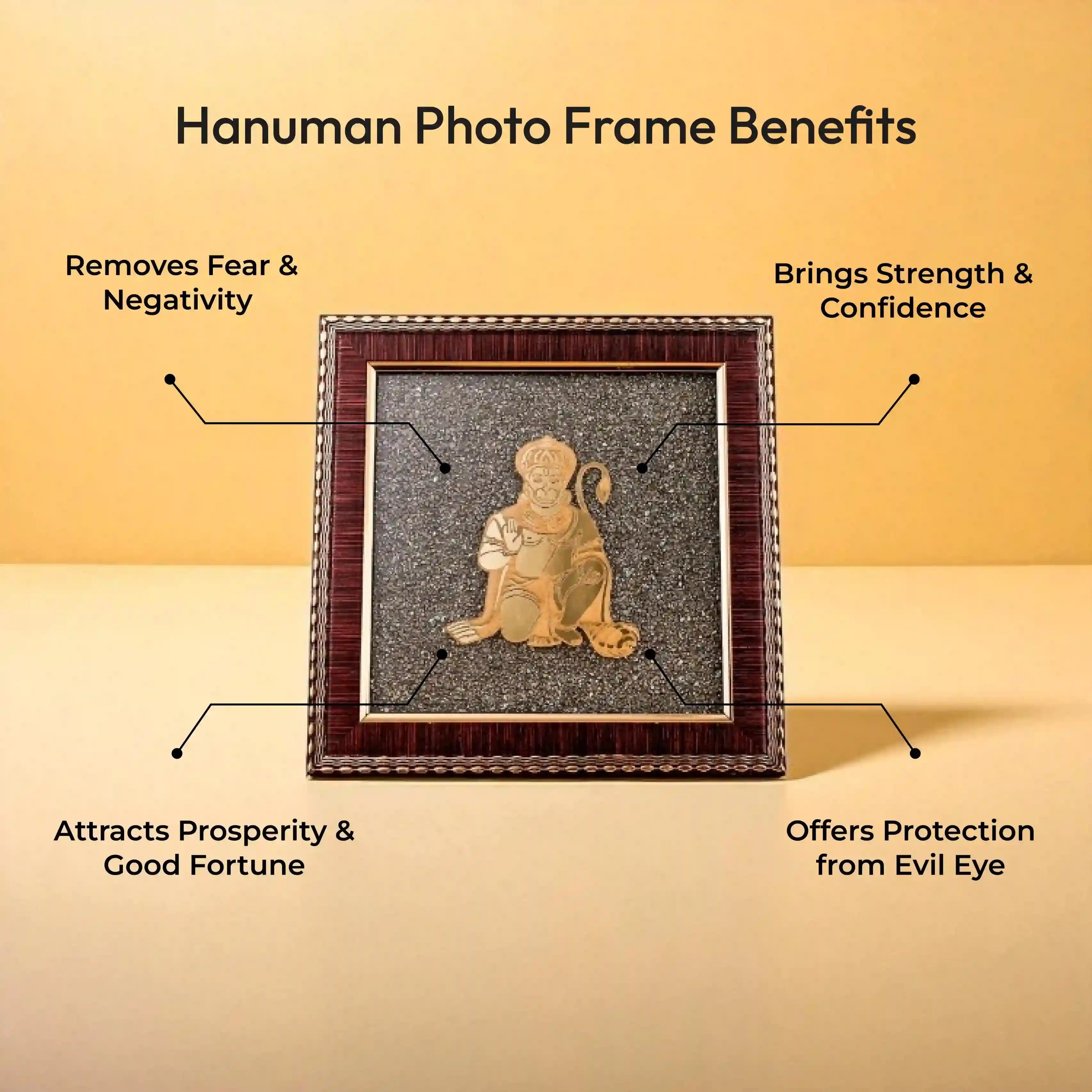 Hanuman Photo Frame on Raw Pyrite