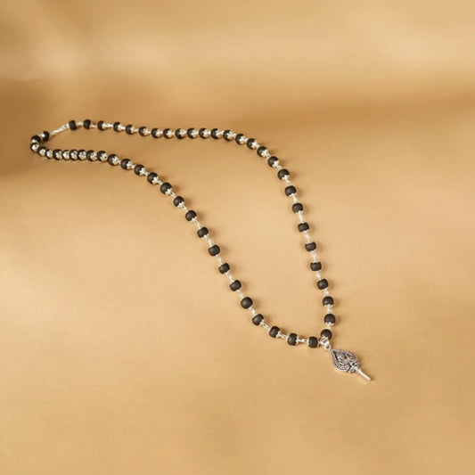 Silver Capped Karungali Malai - Lord Murugan Shastra Pendant