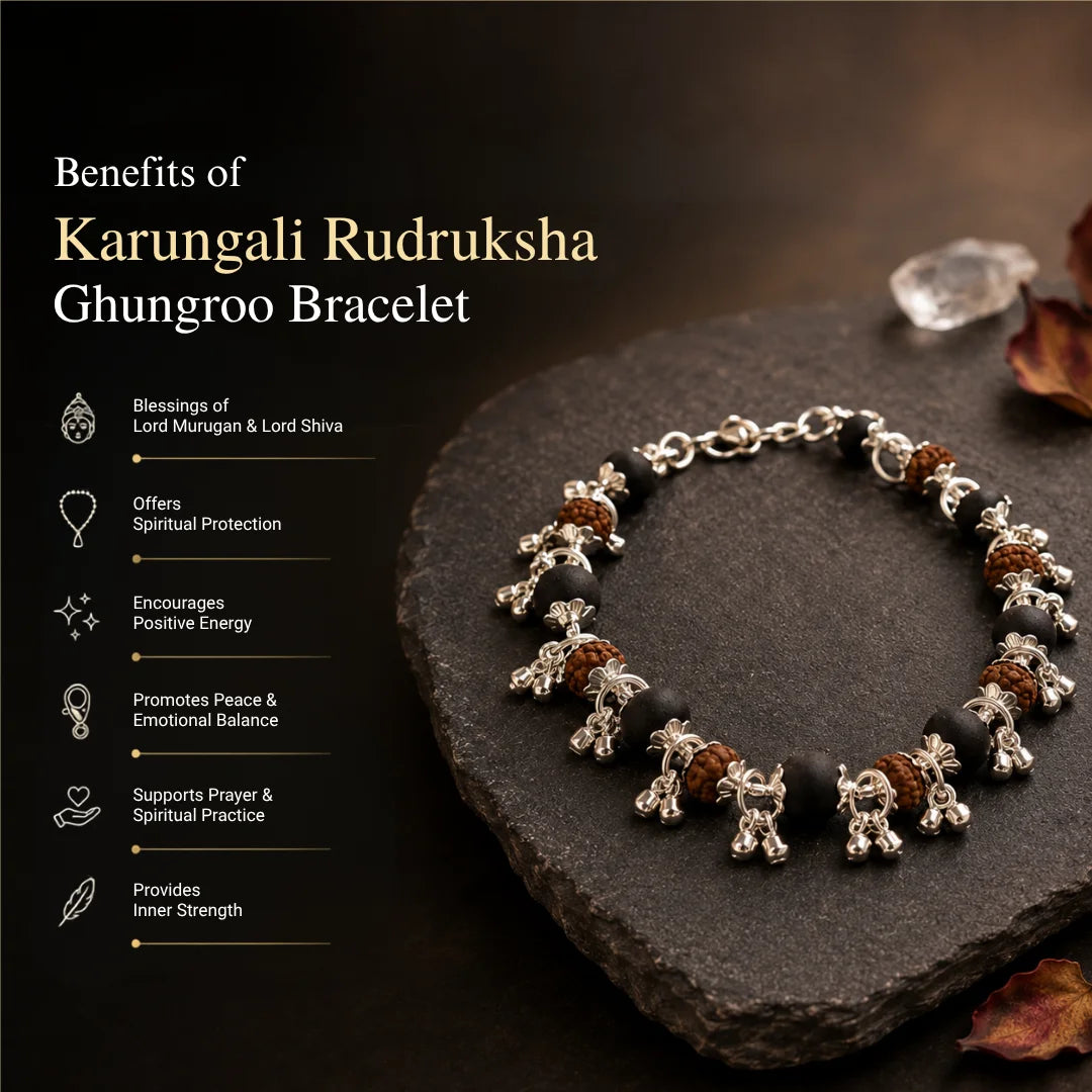 Karungali Rudraksha Ghungroo Bracelet