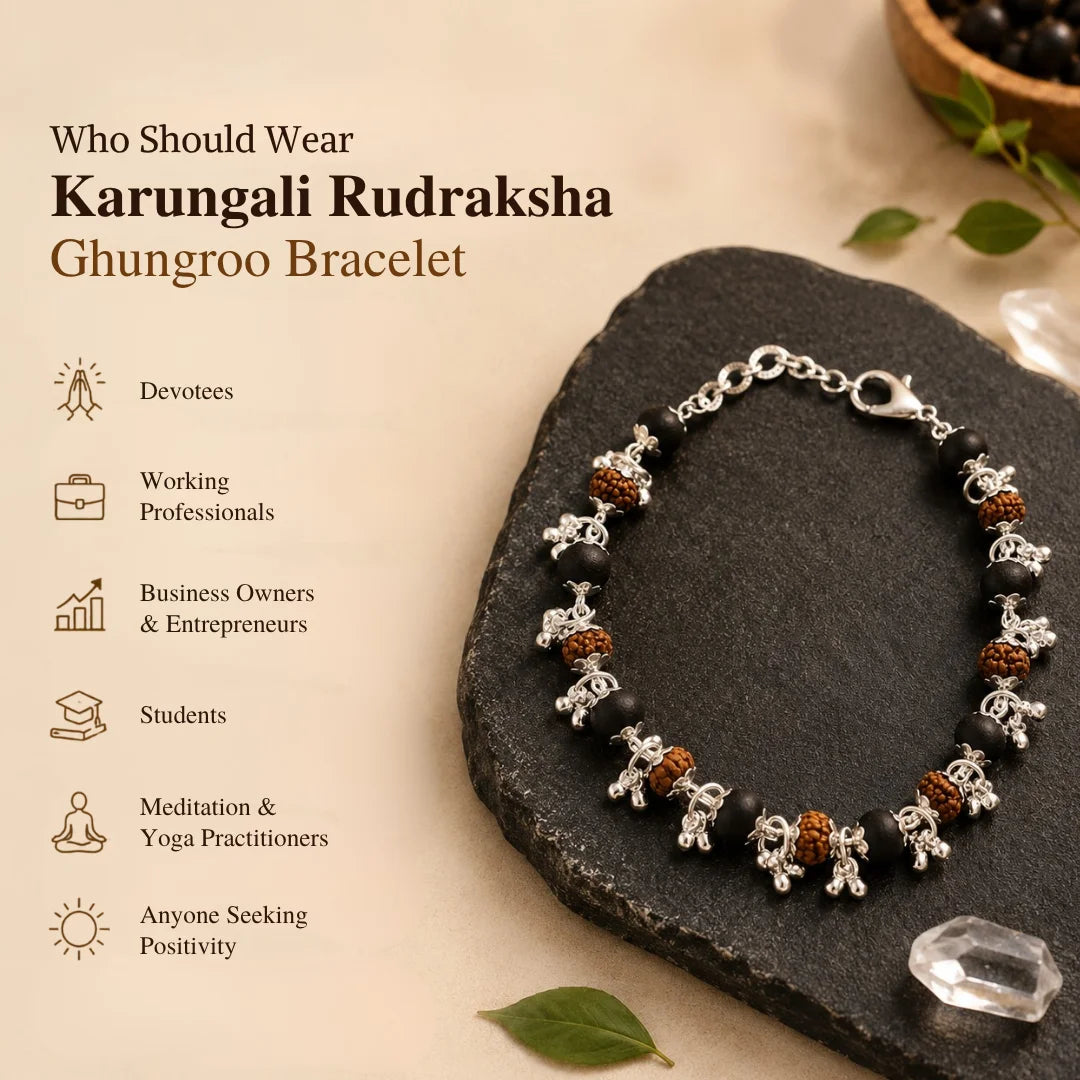 Karungali Rudraksha Ghungroo Bracelet
