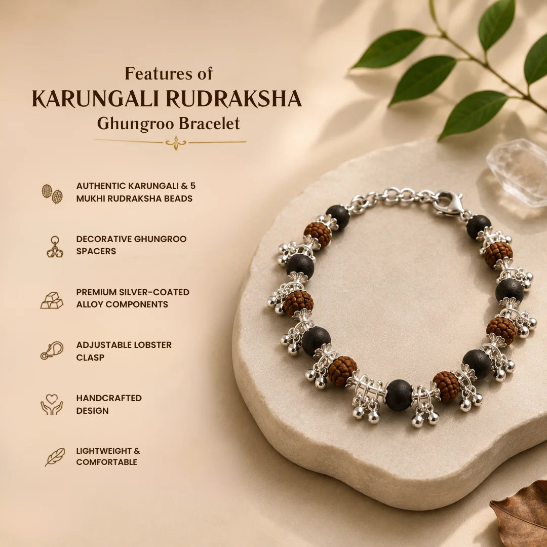 Karungali Rudraksha Ghungroo Bracelet