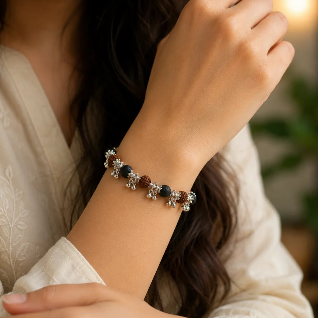 Karungali Rudraksha Ghungroo Bracelet