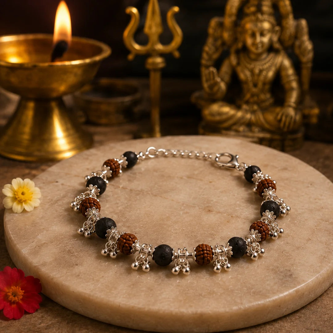 Karungali Rudraksha Ghungroo Bracelet