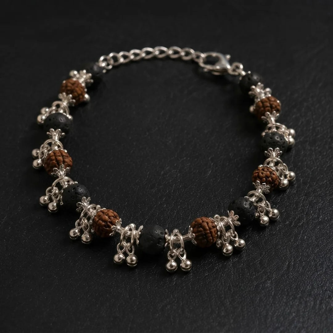 Karungali Rudraksha Ghungroo Bracelet
