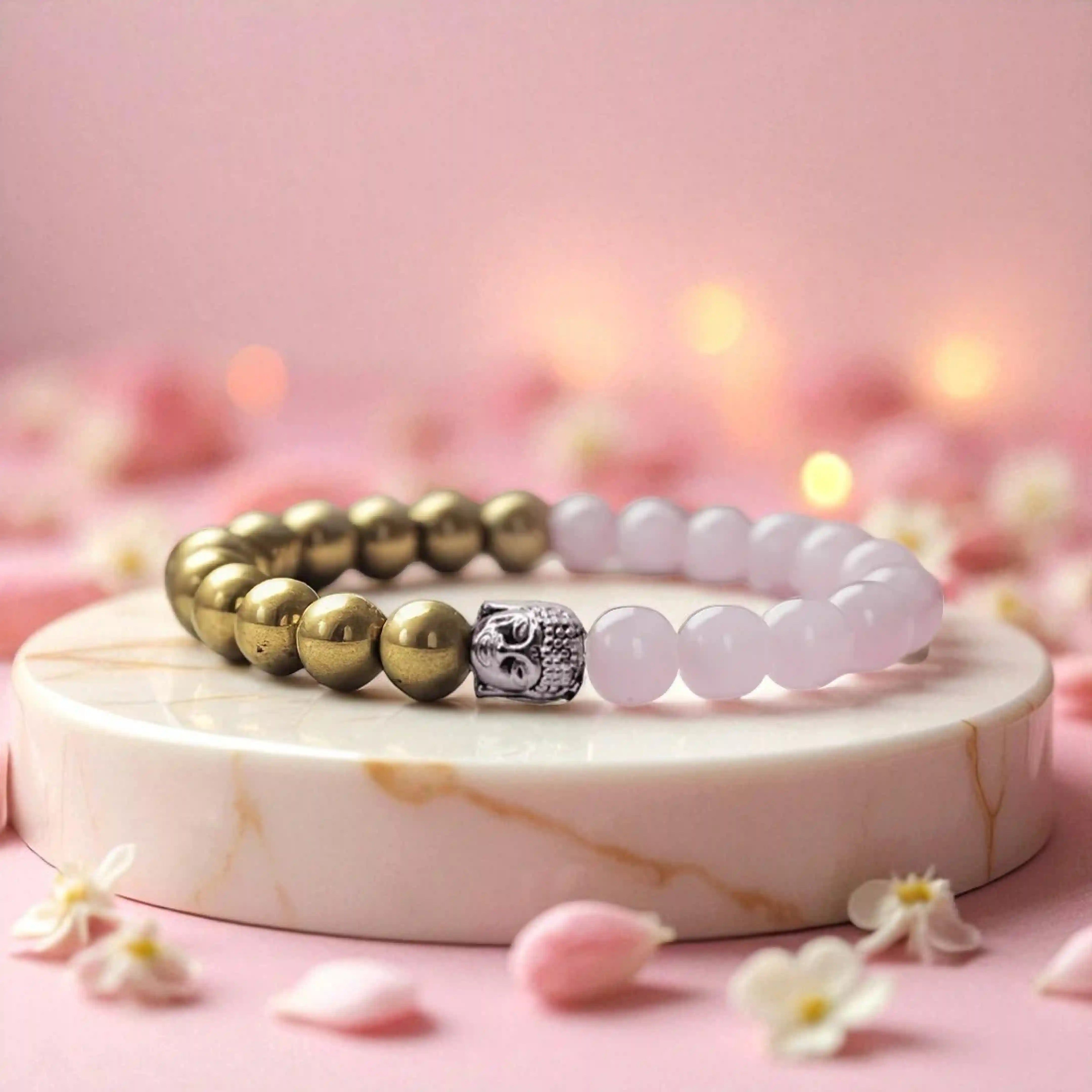 Love & Money Attractor Bracelet - Rose Quartz, Pyrite