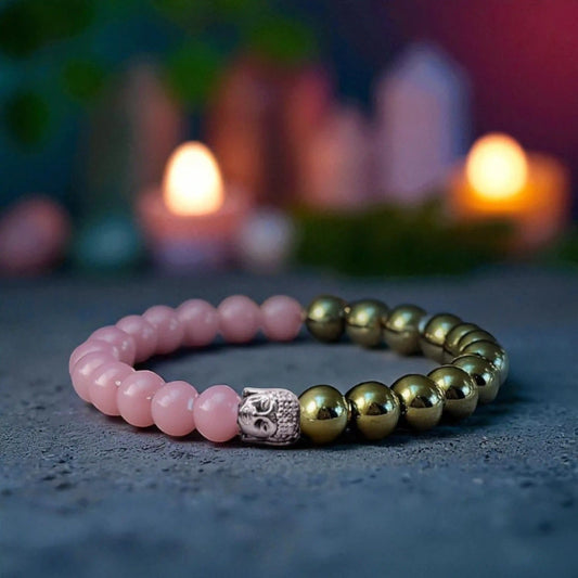 Love & Money Attractor Bracelet - Rose Quartz, Pyrite