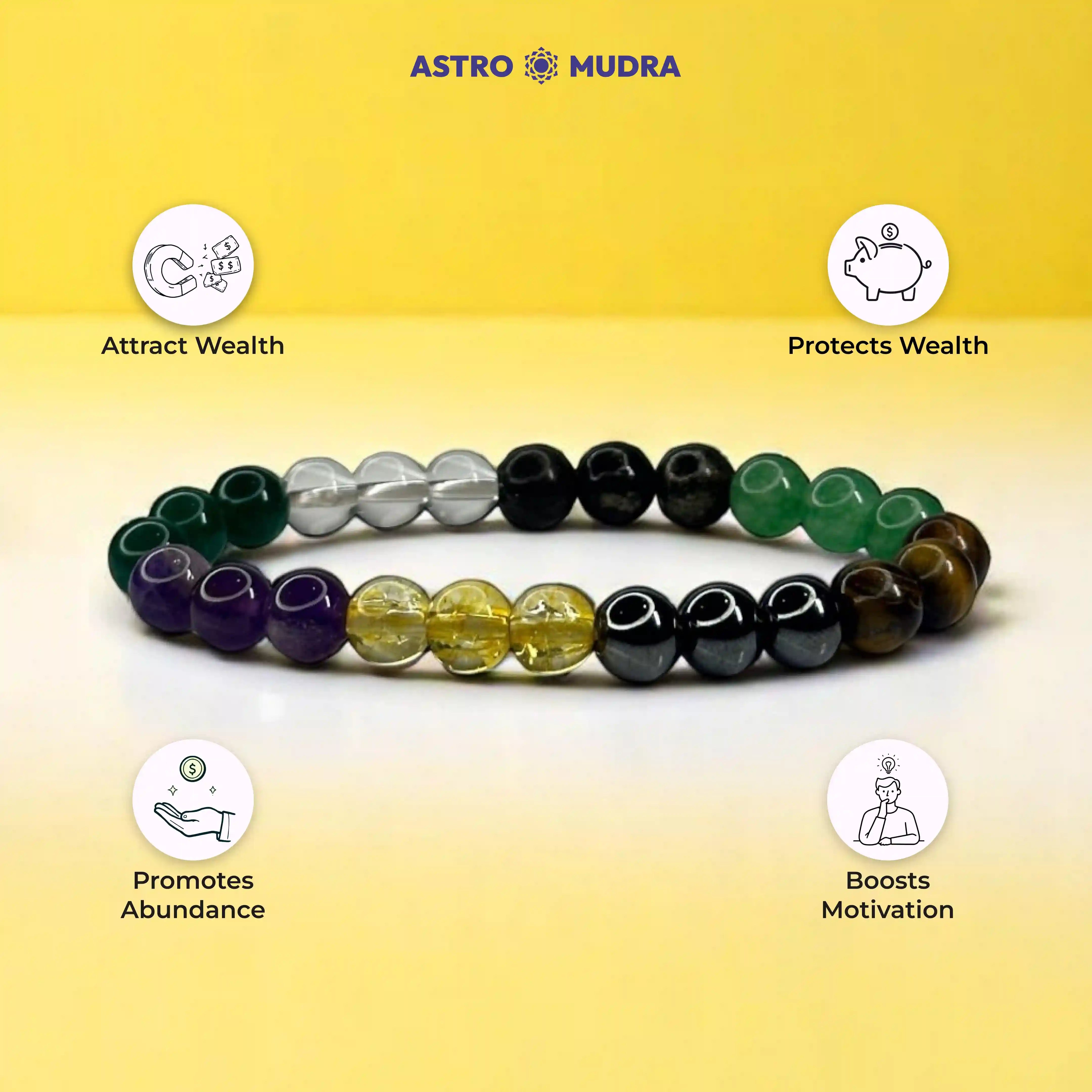 Money Magnet Bracelet - Amethyst, Jade, Pyrite, Green Aventurine, Citrine, Tiger Eye, Clear Quartz, Hematite