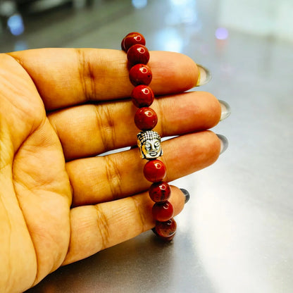 Red Jasper Bracelet with Buddha Charm Astromudra