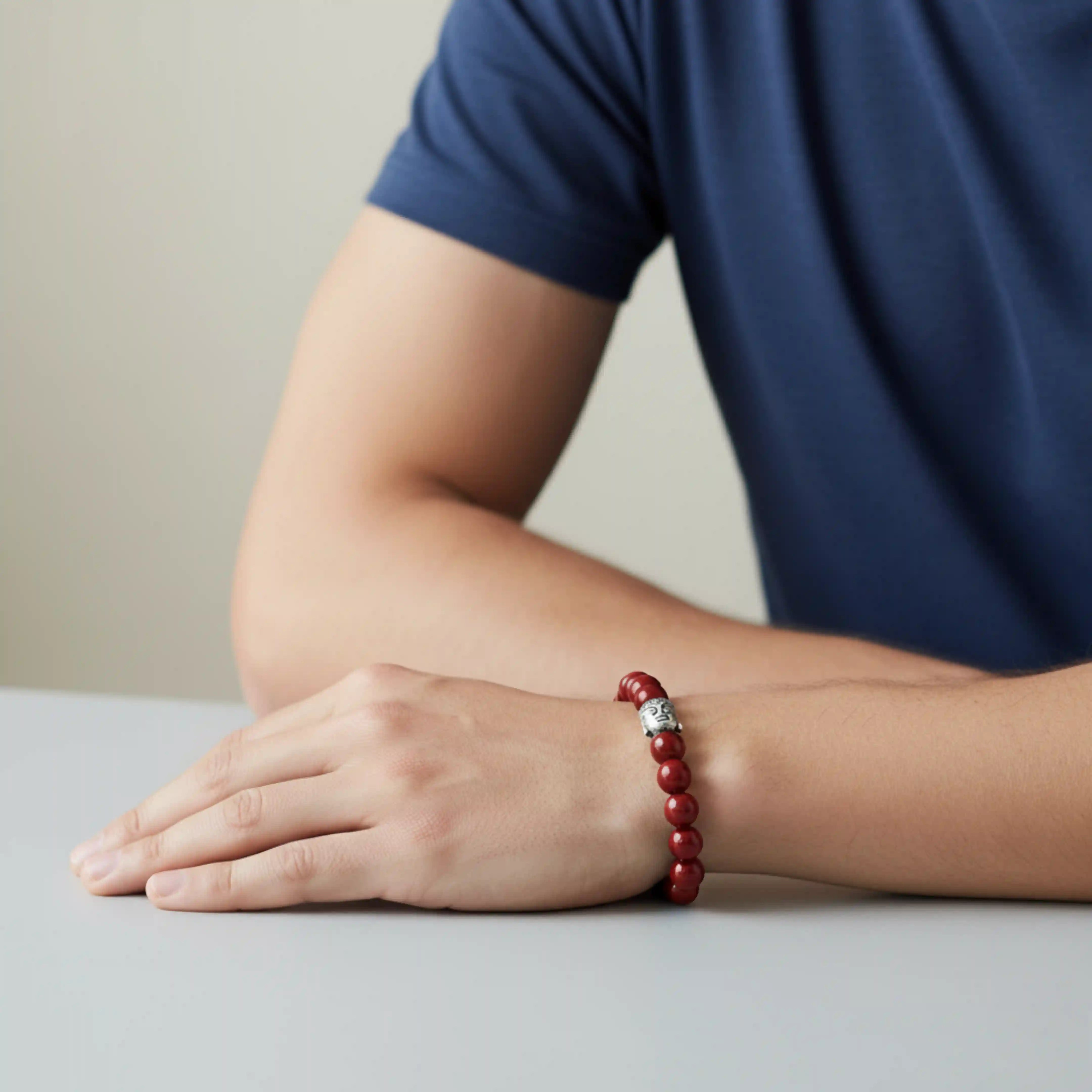 Red Jasper Bracelet with Buddha Charm