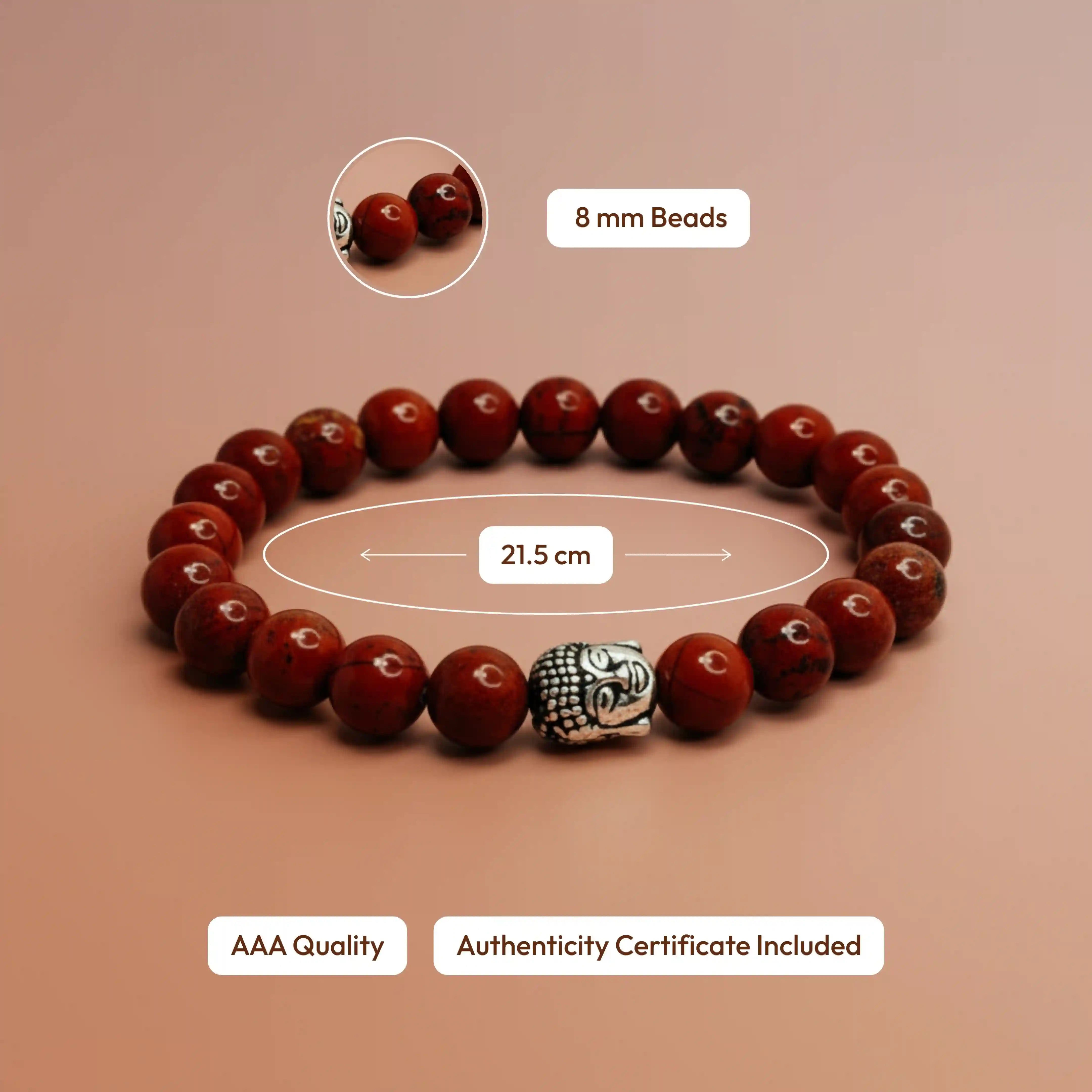 Red Jasper Bracelet with Buddha Charm