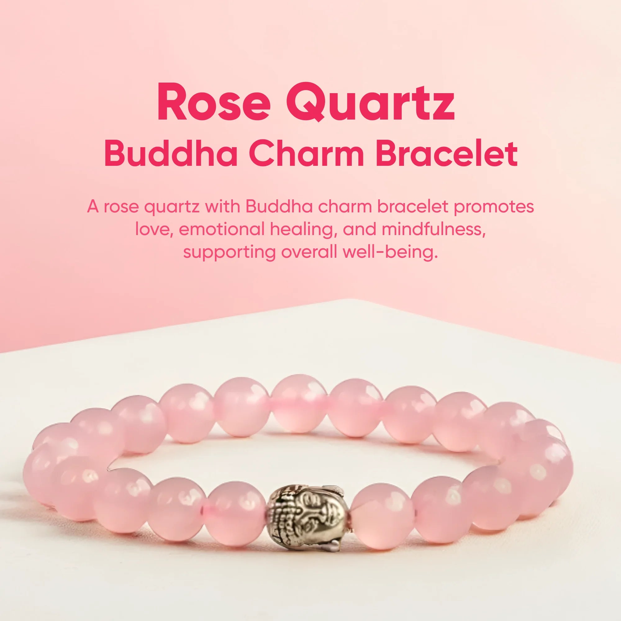 Rose Quartz & Buddha Charm Bracelet Astromudra