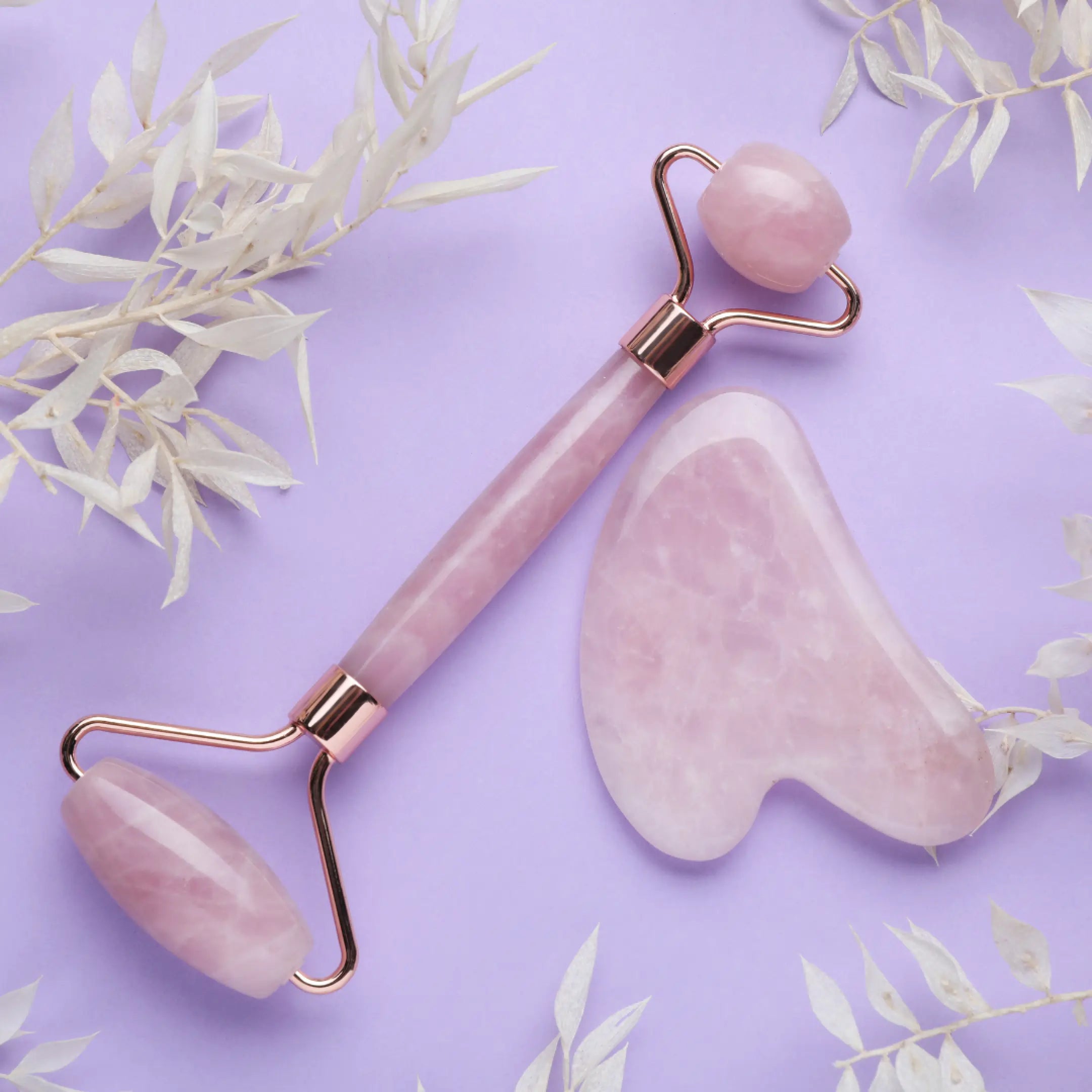 Rose Quartz Roller and Gua Sha Set