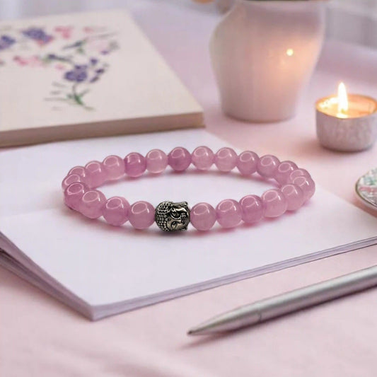 Rose Quartz & Buddha Charm Bracelet