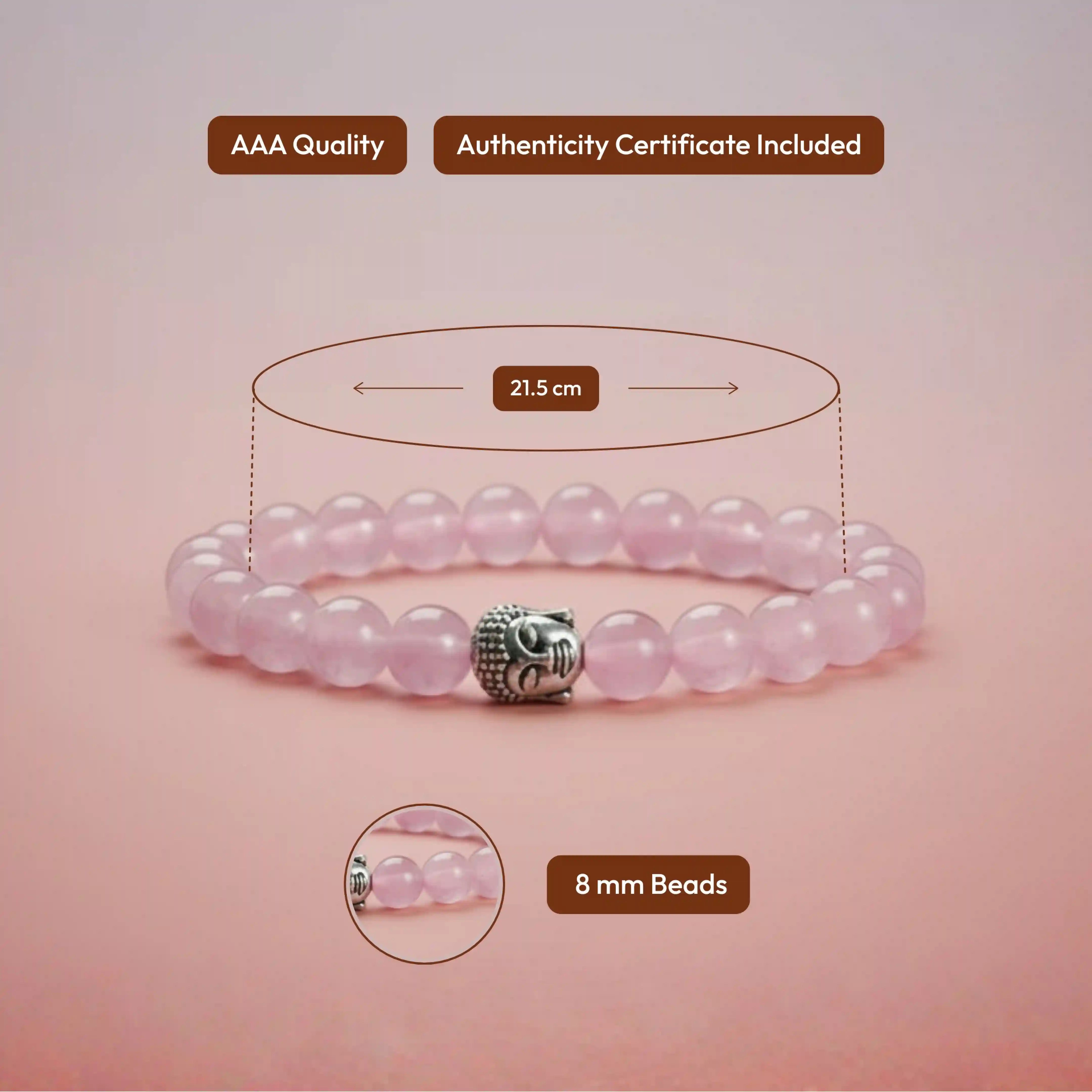 Rose Quartz & Buddha Charm Bracelet