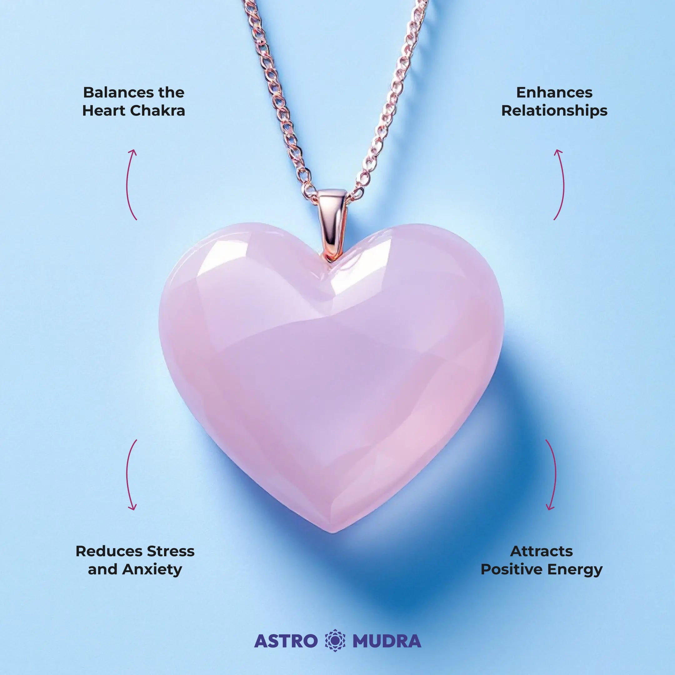 Rose Quartz Pendant - Heart Shaped (Without Chain)